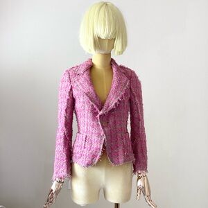 Junya Watanabe  Comme des Garcons Pink Distressed Tweed Blazer SZ XS
